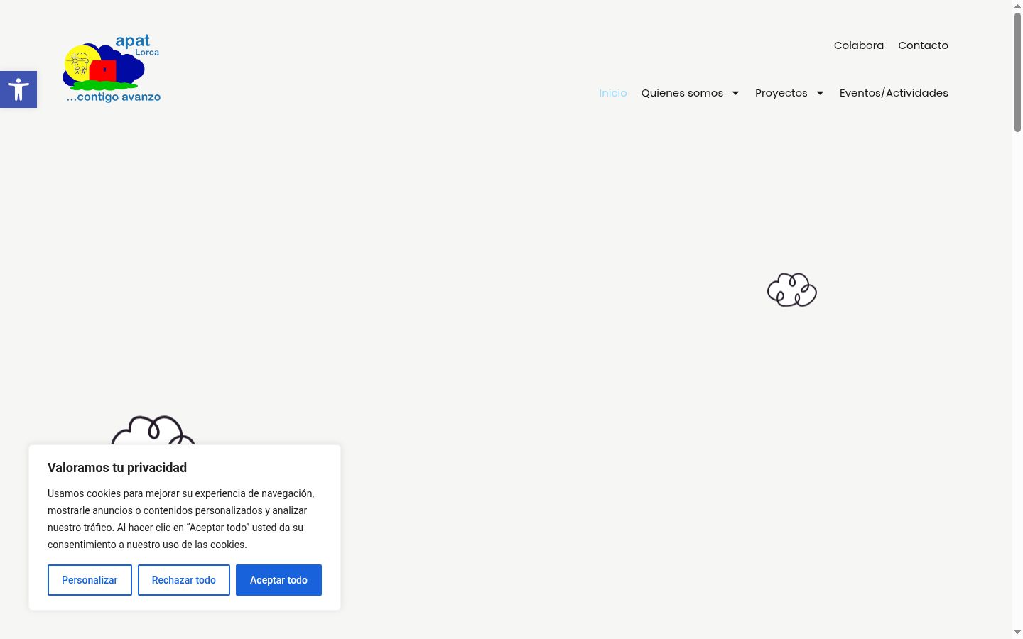 Screenshot del banner di consenso mostrato prima di qualsiasi interazione