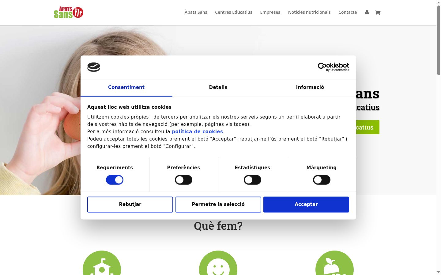 Képernyőkép a bármilyen interakció előtt megjelenő hozzájárulási bannerről