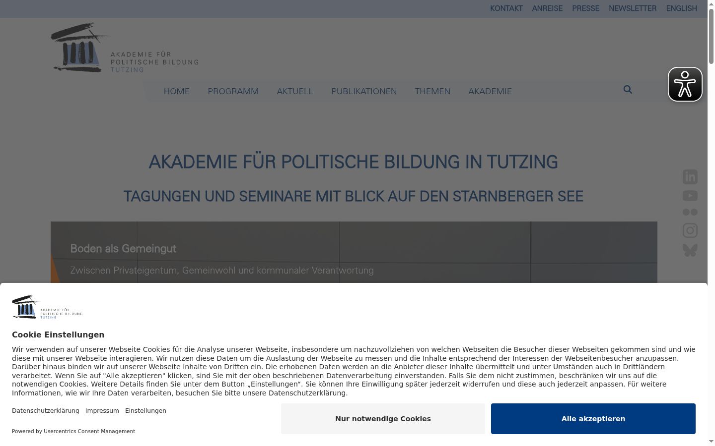 Screenshot del banner di consenso mostrato prima di qualsiasi interazione