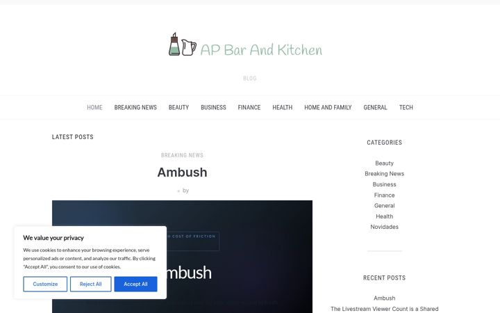 Screenshot of apbarandkitchen.com