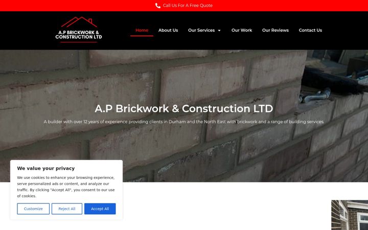 Screenshot ta' apbrickworkandconstruction.co.uk