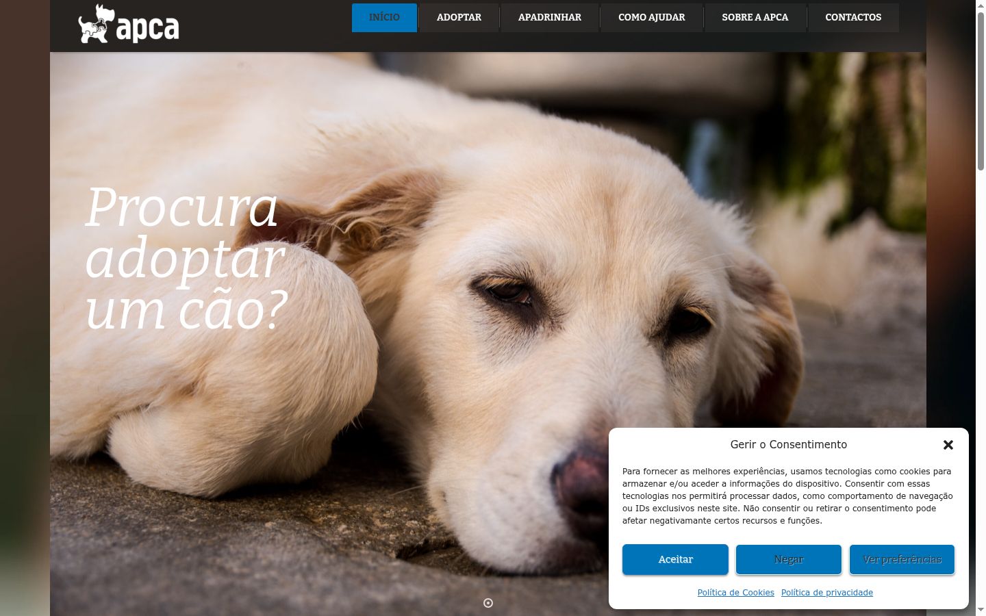 Screenshot del banner di consenso mostrato prima di qualsiasi interazione