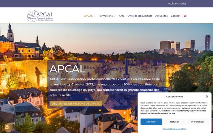 Screenshot of apcal.lu