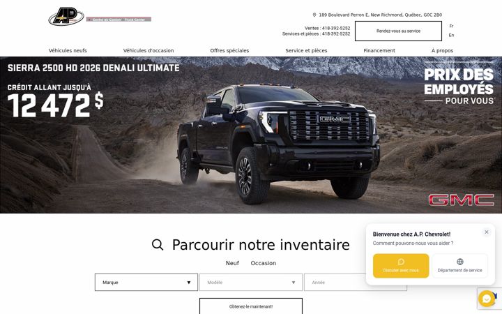 Screenshot ta' apchevrolet.ca