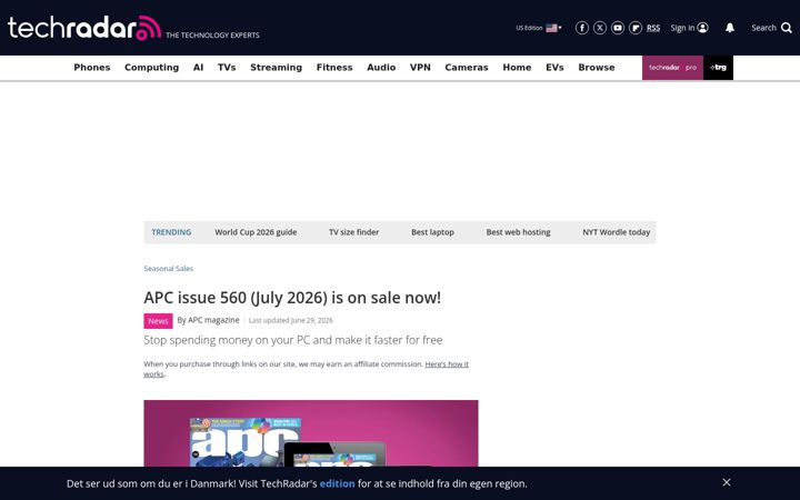 Screenshot of apcmag.com
