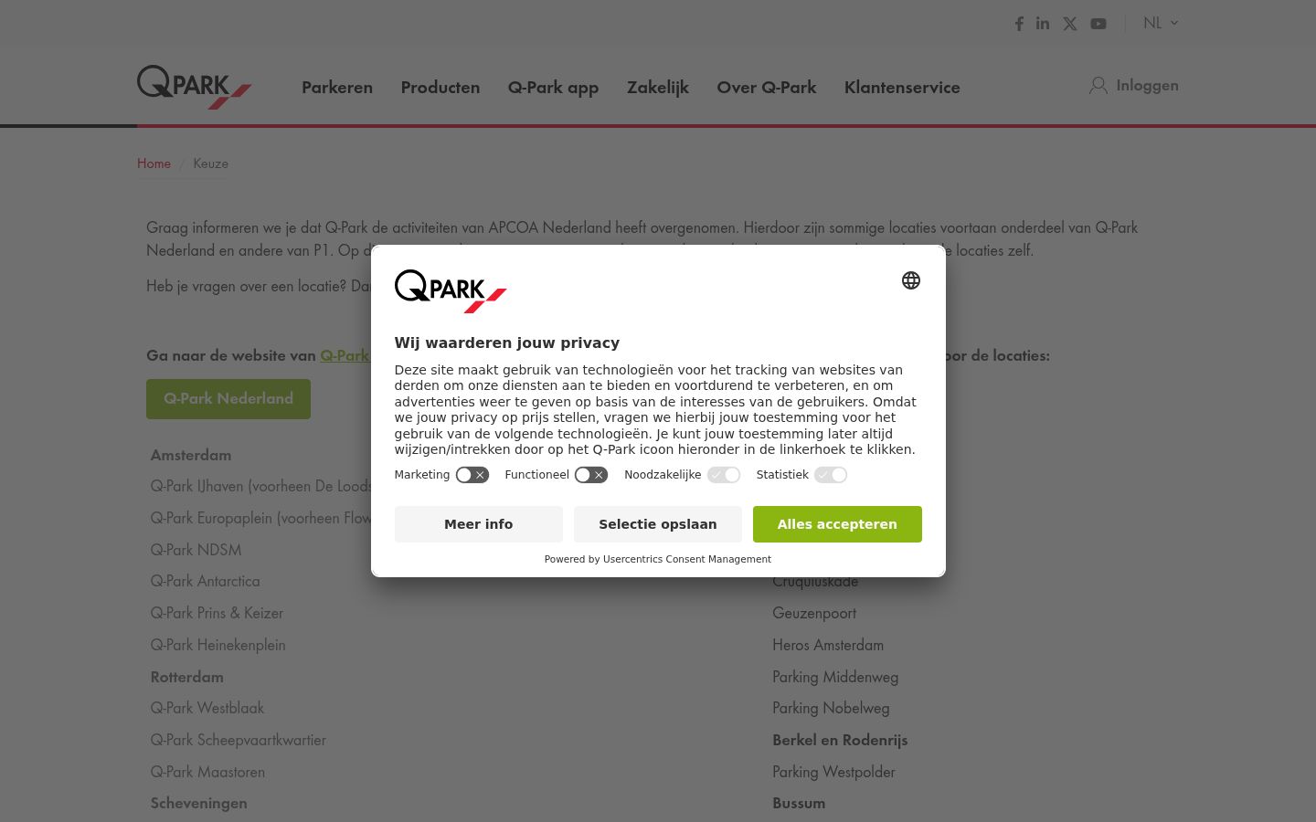 Captura de ecrã do banner de consentimento apresentado antes de qualquer interação