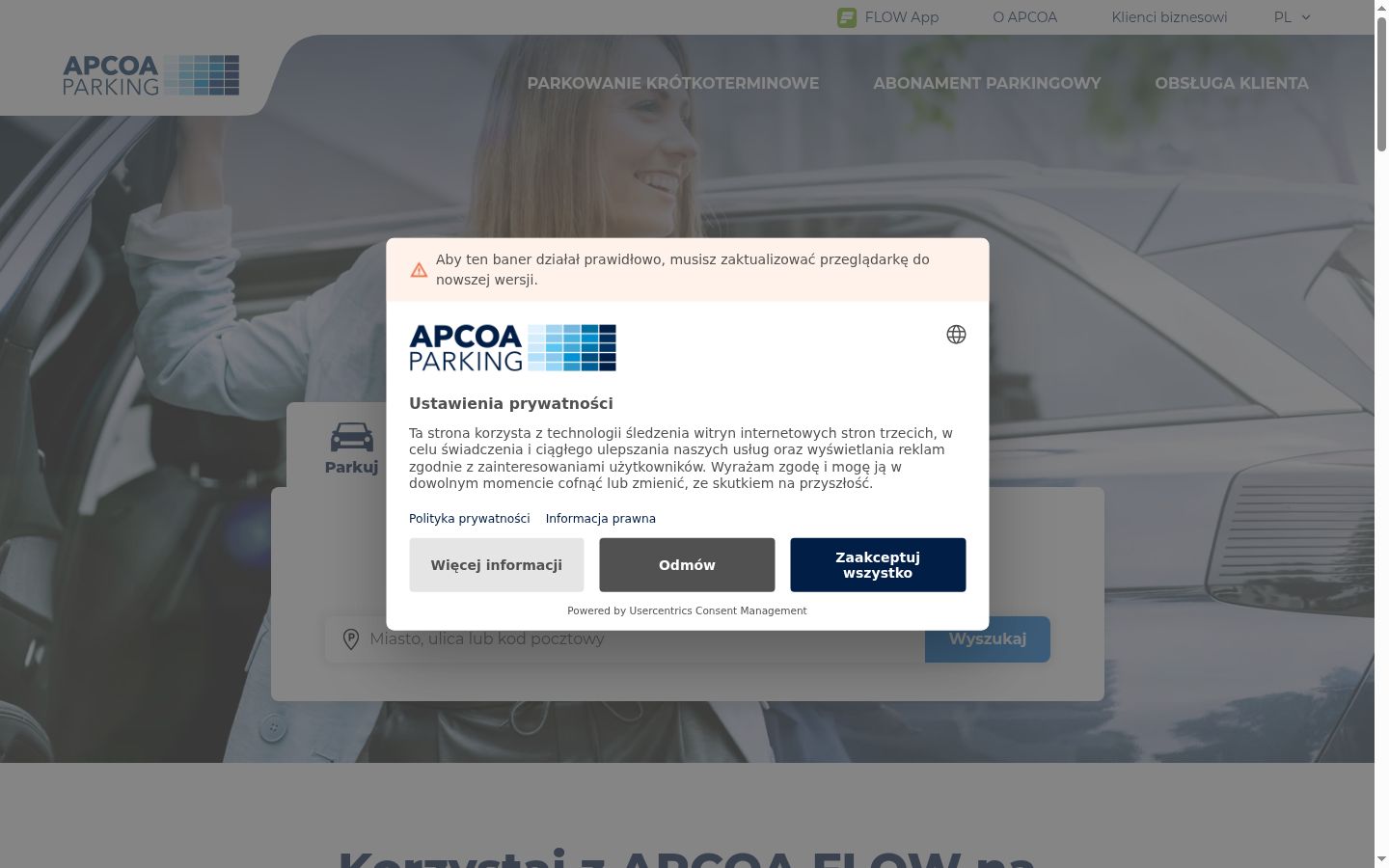 Sutikimo reklamjuostės, rodytos prieš bet kokią sąveiką, ekrano kopija