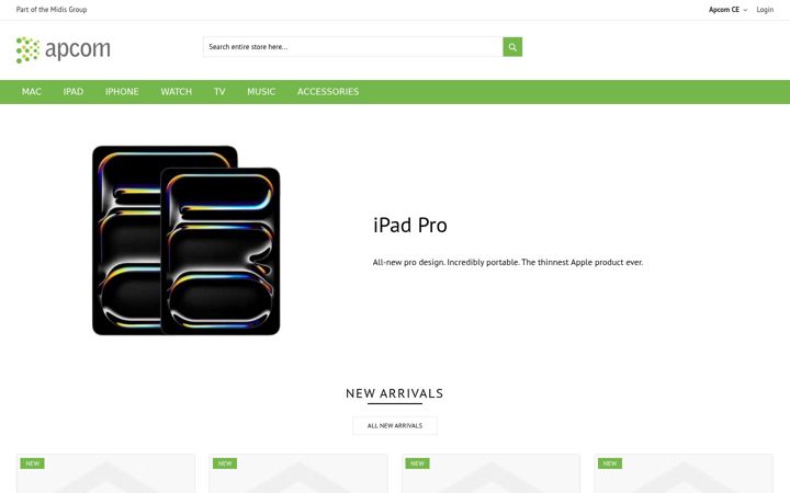 Screenshot του apcom.shop