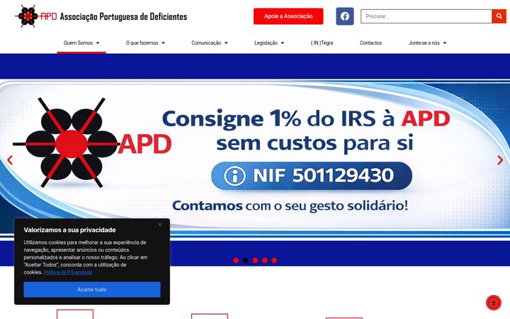 Captura de ecrã de apd.org.pt
