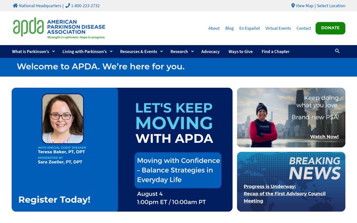 Screenshot of apdaparkinson.org