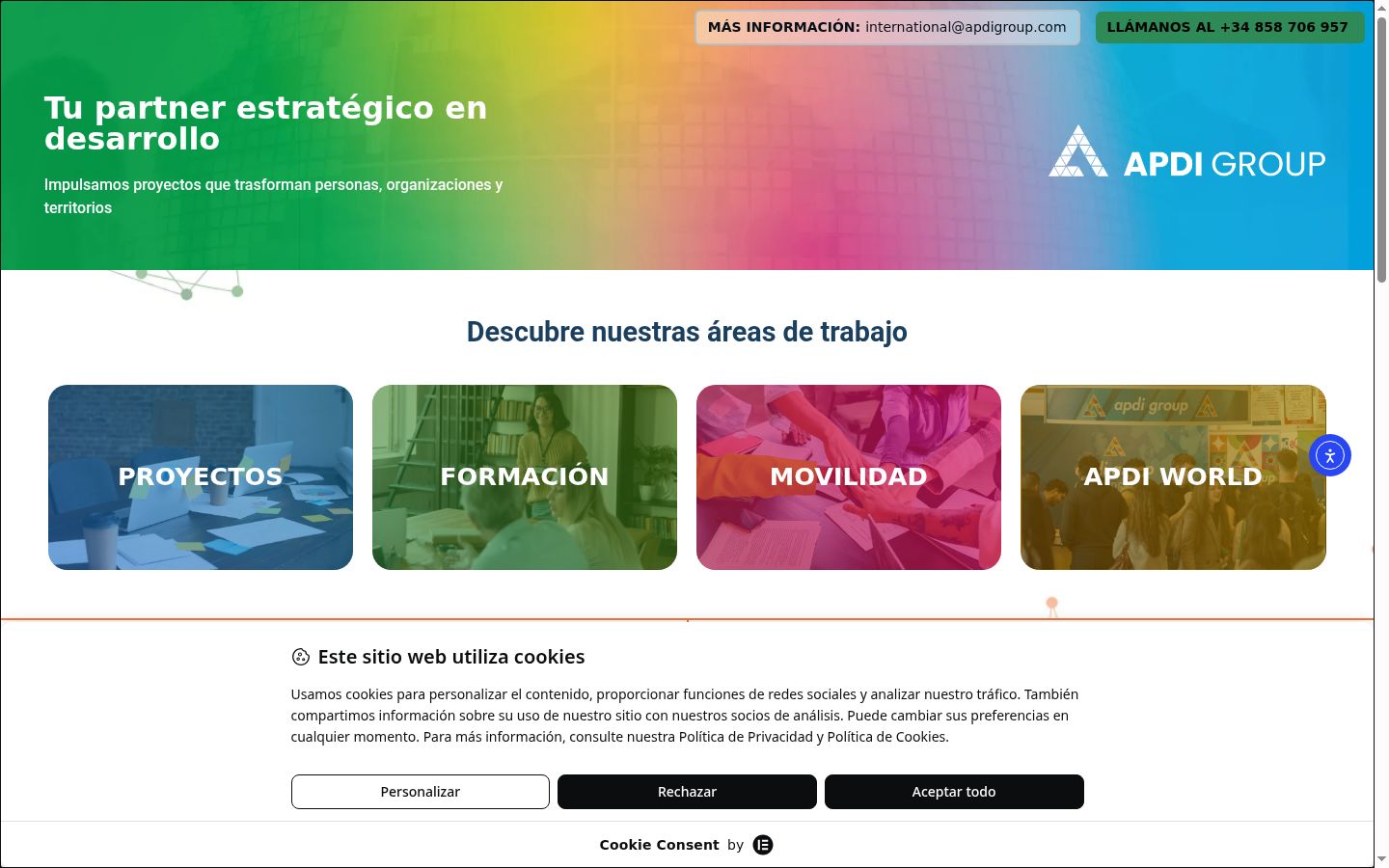 Screenshot of the consent banner shown before any interaction