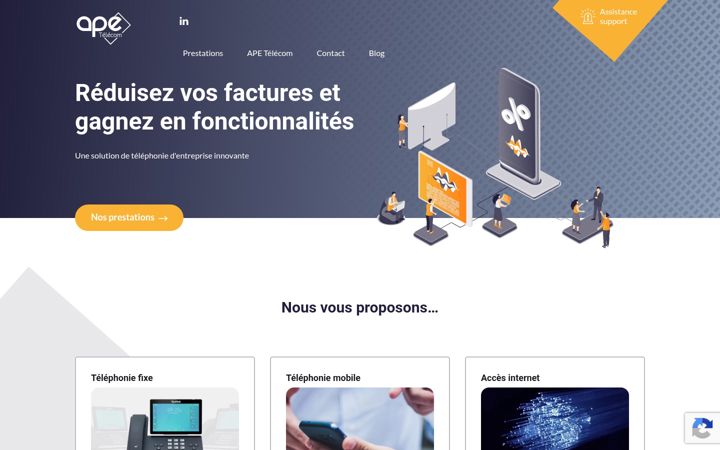 Ekrānuzņēmums no ape-telecom.com