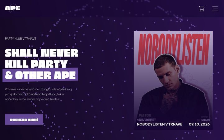 Screenshot stránky apeclub.sk