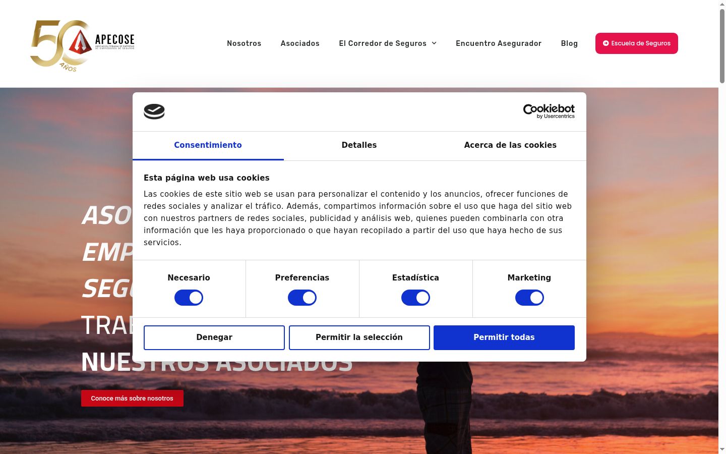 Capture d'écran de la bannière de consentement affichée avant toute interaction