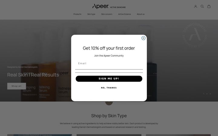 Screenshot of apeerbeauty.co.uk