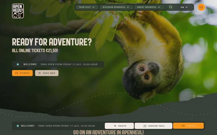 Screenshot of apenheul.com