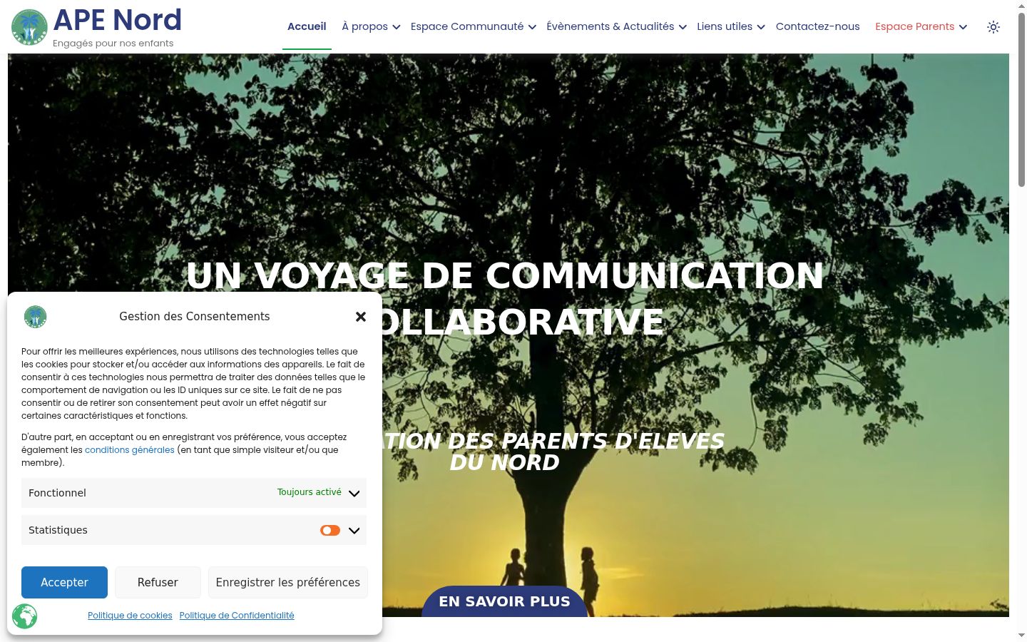 Screenshot del banner di consenso mostrato prima di qualsiasi interazione