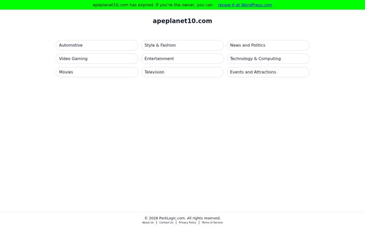 Skærmbillede af apeplanet10.com