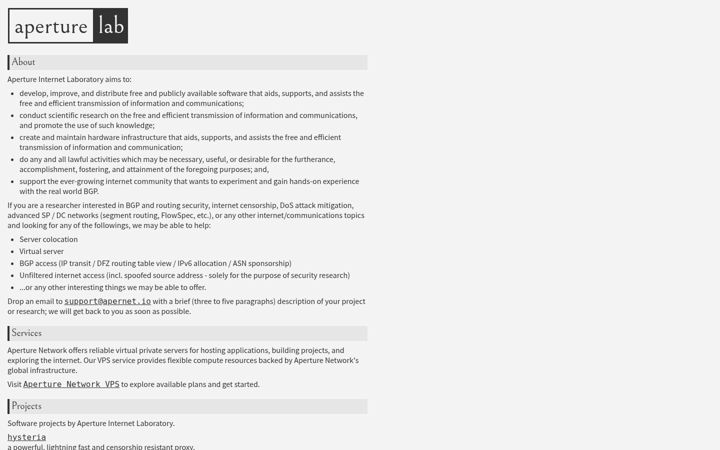 Screenshot of apernet.io