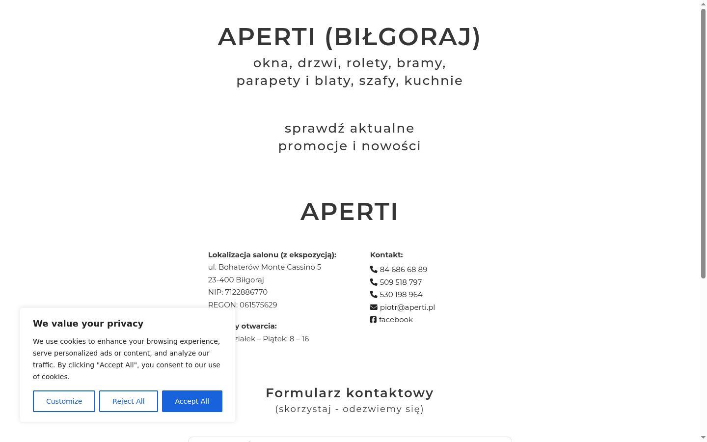 Zrzut ekranu banera zgody wyświetlanego przed jakąkolwiek interakcją