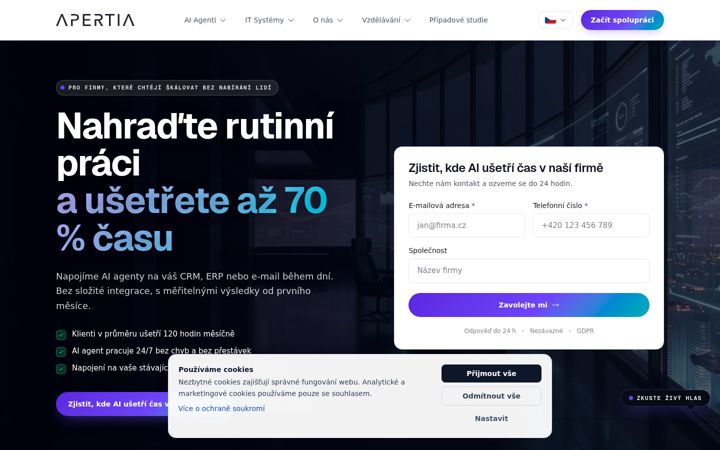Captura de ecrã de apertia.cz
