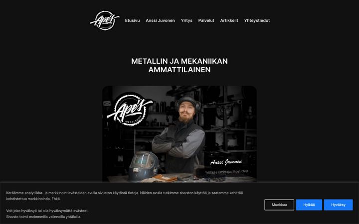 Screenshot ta' apesmetalshop.fi