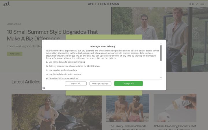 Screenshot of apetogentleman.com