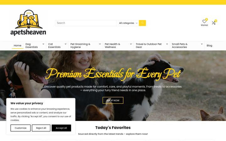 Screenshot of apetsheaven.com