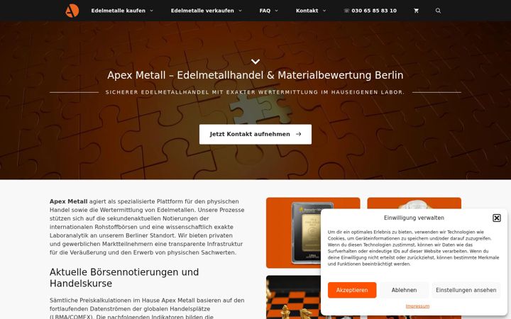 Screenshot of apex-metall.de