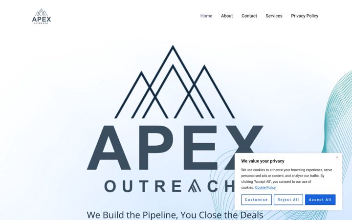 Screenshot von apex-outreach.com
