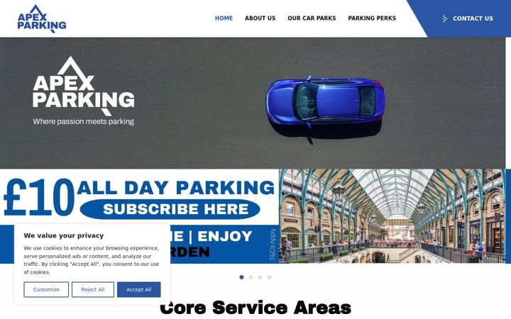 Screenshot ta' apex-parking.co.uk