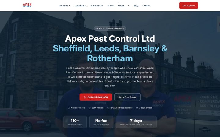 Screenshot of apex-pest-control.co.uk