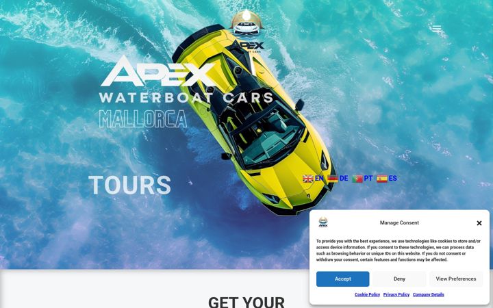 Screenshot of apex-waterboatcars.com