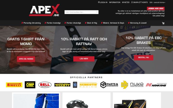 Screenshot of apex.se
