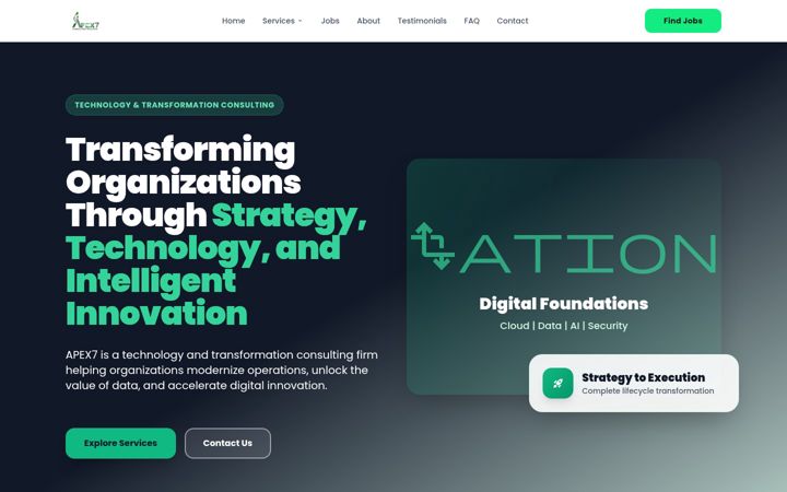 Screenshot of apex7consulting.com