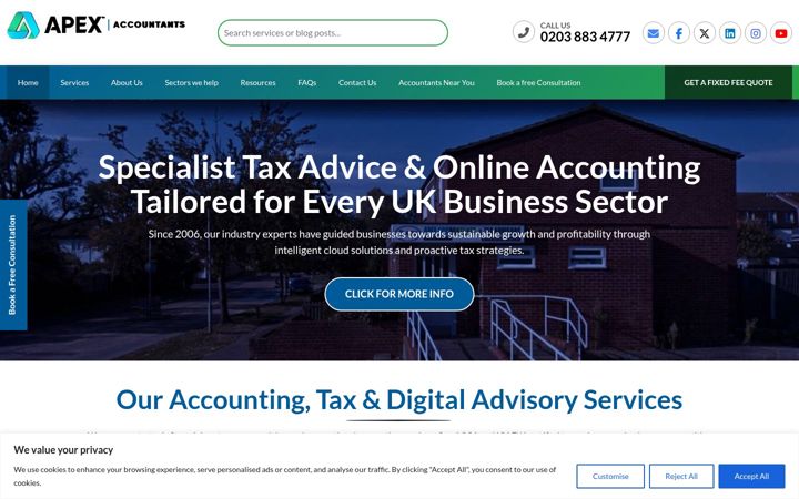 Screenshot ta' apexaccountants.tax