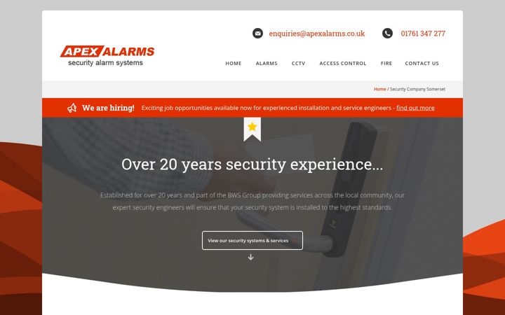 Screenshot του apexalarms.co.uk