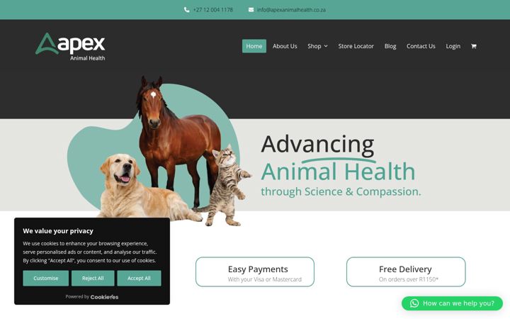 Skjermbilde av apexanimalhealth.co.za