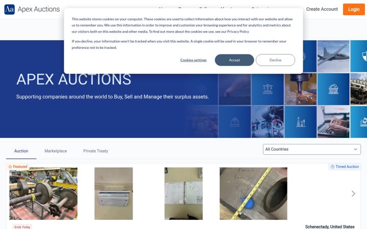 Screenshot of apexauctions.com