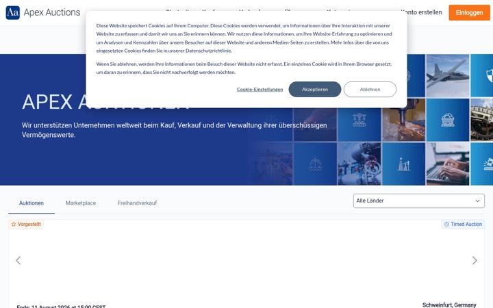 Screenshot of apexauctions.de