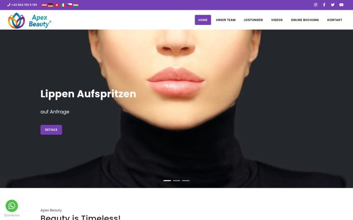 Screenshot ta' apexbeauty.at
