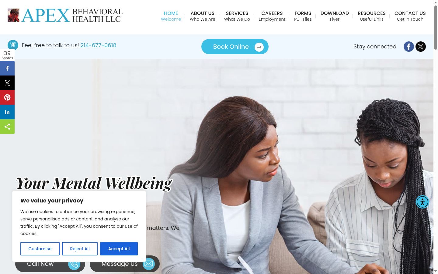 Screenshot of the consent banner shown before any interaction