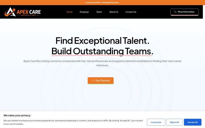 Screenshot of apexcarerecruiting.com
