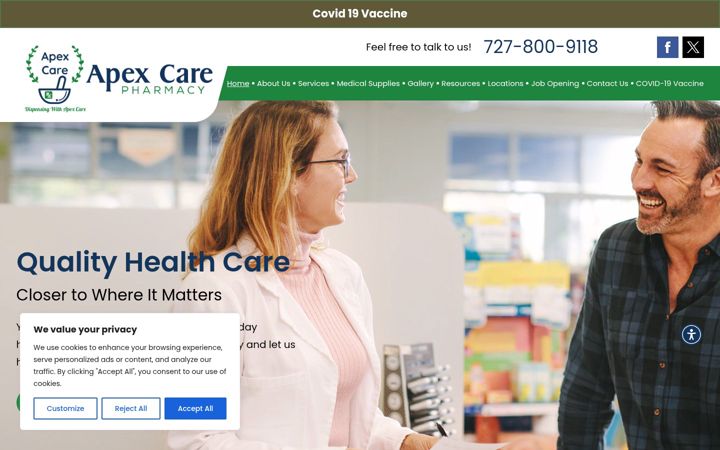 Screenshot of apexcarerx.com