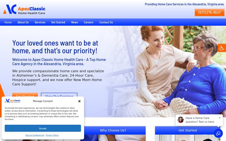 Screenshot of apexclassichomehealthcare.com