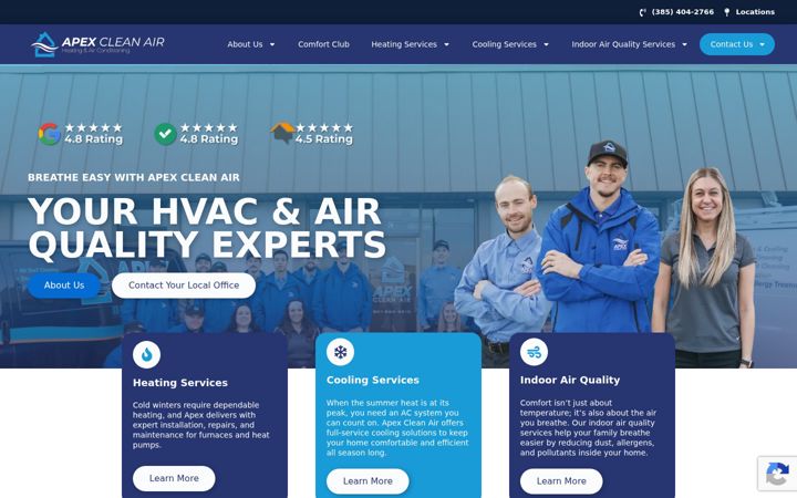 Screenshot of apexcleanair.com