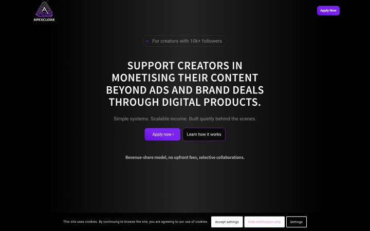 Screenshot of apexcloak.com