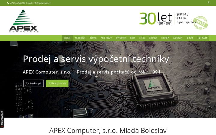 Posnetek zaslona apexcomputer.cz