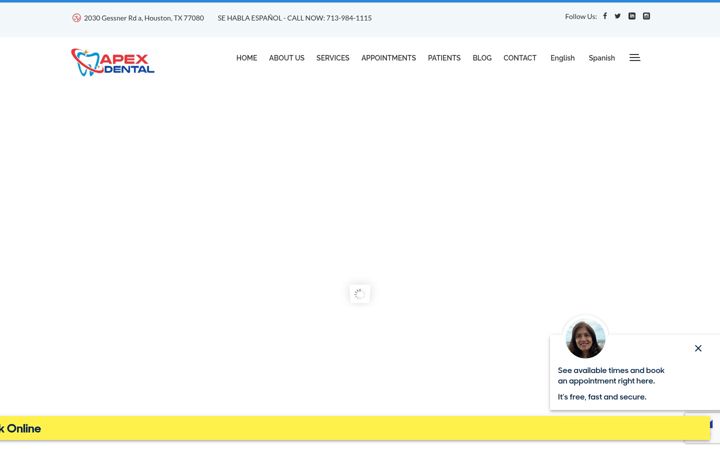 Screenshot of apexdentalhouston.com