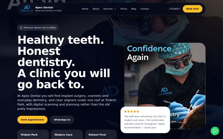 Screenshot of apexdentalmalta.com